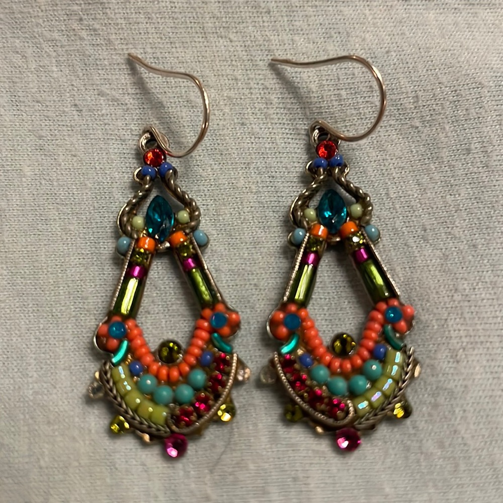 Alpaca Silver Statement Dangle Earrings - image 1